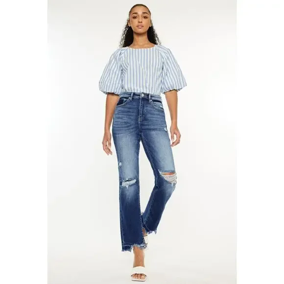 KanCan High Rise Distressed Slim Straight Jeans - KC9371D - Size 1/24 - Picture 2 of 5